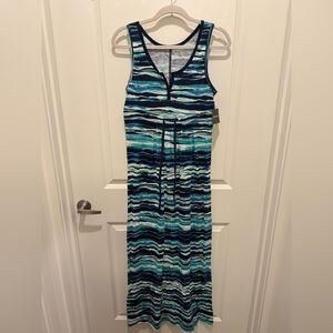 Eddie Bauer Blue and Green Striped Maxi Dress